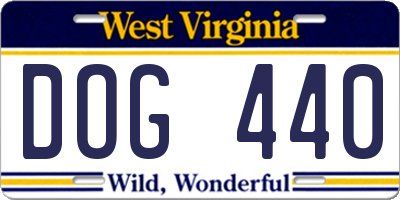 WV license plate DOG440