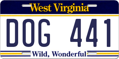 WV license plate DOG441