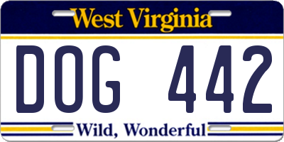 WV license plate DOG442