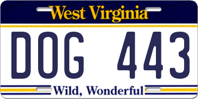 WV license plate DOG443