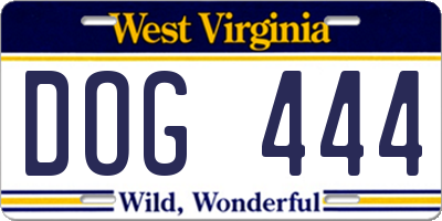WV license plate DOG444