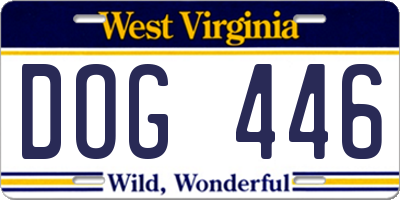 WV license plate DOG446