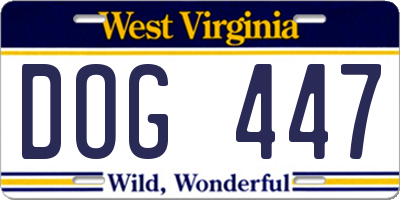 WV license plate DOG447