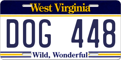 WV license plate DOG448