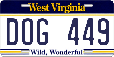 WV license plate DOG449