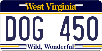 WV license plate DOG450