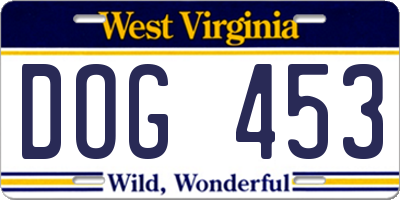 WV license plate DOG453