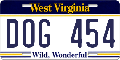 WV license plate DOG454
