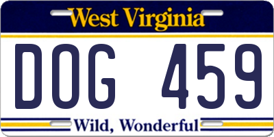 WV license plate DOG459