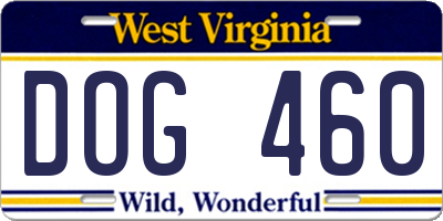 WV license plate DOG460