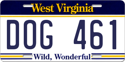 WV license plate DOG461