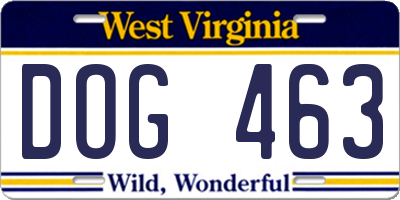 WV license plate DOG463