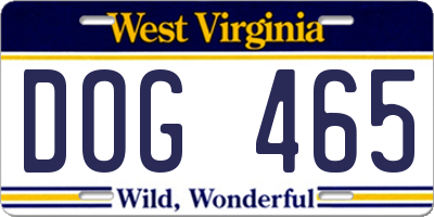 WV license plate DOG465