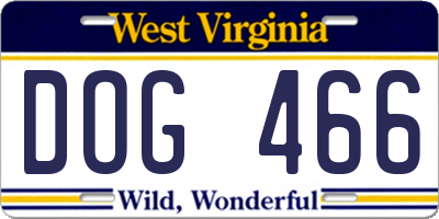 WV license plate DOG466