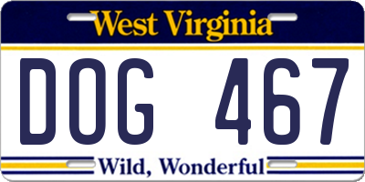 WV license plate DOG467