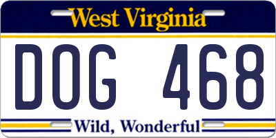 WV license plate DOG468