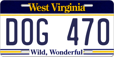 WV license plate DOG470