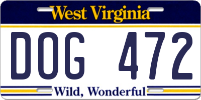 WV license plate DOG472