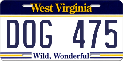 WV license plate DOG475