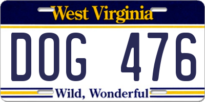 WV license plate DOG476