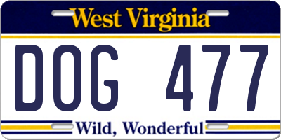 WV license plate DOG477