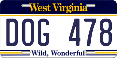 WV license plate DOG478