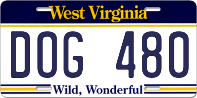 WV license plate DOG480