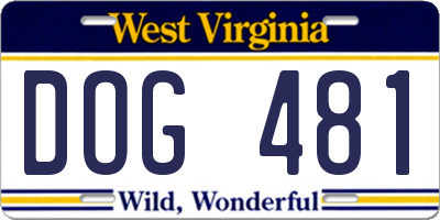 WV license plate DOG481
