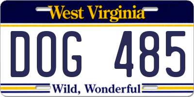 WV license plate DOG485