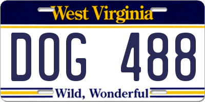 WV license plate DOG488