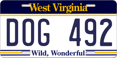 WV license plate DOG492