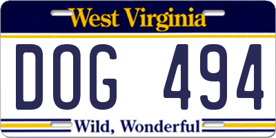 WV license plate DOG494