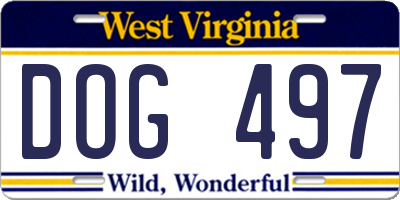 WV license plate DOG497