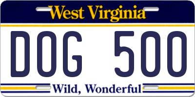 WV license plate DOG500