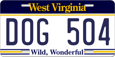 WV license plate DOG504