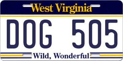 WV license plate DOG505