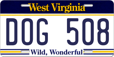 WV license plate DOG508