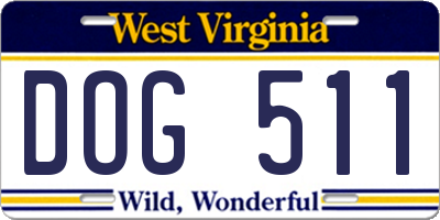 WV license plate DOG511