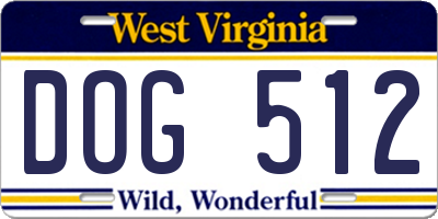 WV license plate DOG512