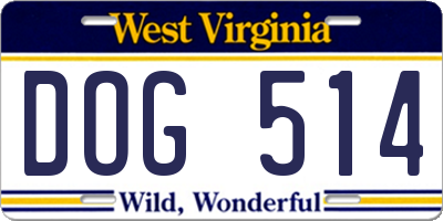 WV license plate DOG514