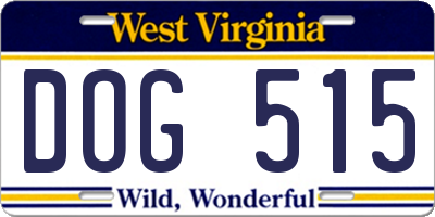 WV license plate DOG515