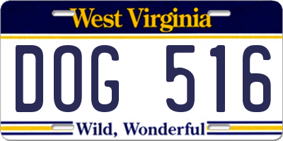 WV license plate DOG516