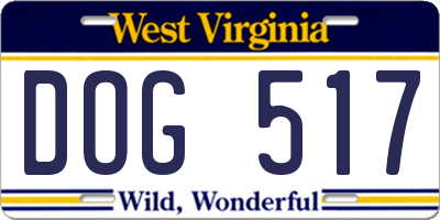 WV license plate DOG517