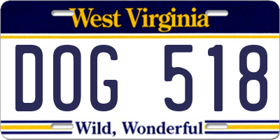 WV license plate DOG518