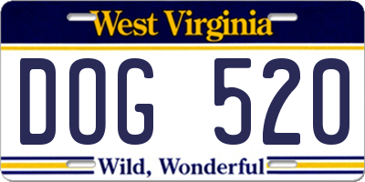 WV license plate DOG520
