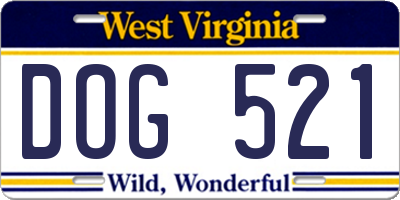 WV license plate DOG521