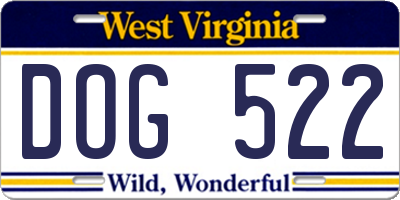 WV license plate DOG522
