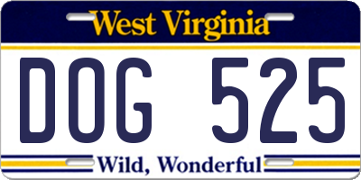 WV license plate DOG525