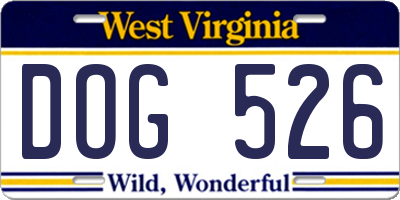 WV license plate DOG526