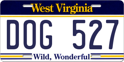 WV license plate DOG527